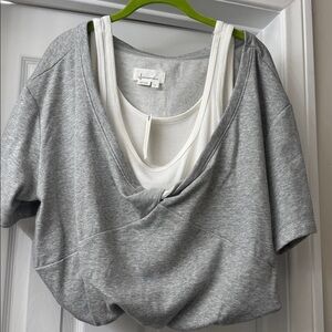 Anthropologie Gray and White Layered Top
